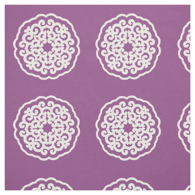 Plum Asian Moods Mandalla ~ small pattern Fabric (Swatch)
