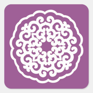 Plum Asian Moods Mandalla Square Sticker