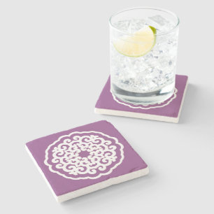 Plum Asian Moods Mandalla Stone Coaster