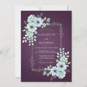 Plum Atmospheric Anemone Wedding Invitation
