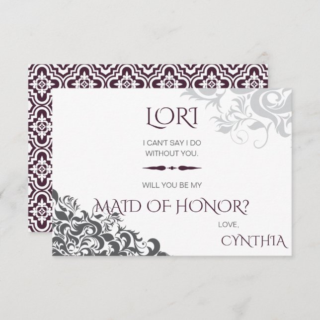 Plum Baroque Chandelier Wedding Party Question Invitation (Front/Back)