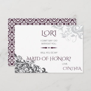 Plum Baroque Chandelier Wedding Party Question Invitation