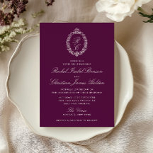 Plum Baroque Monogram Crest Wedding