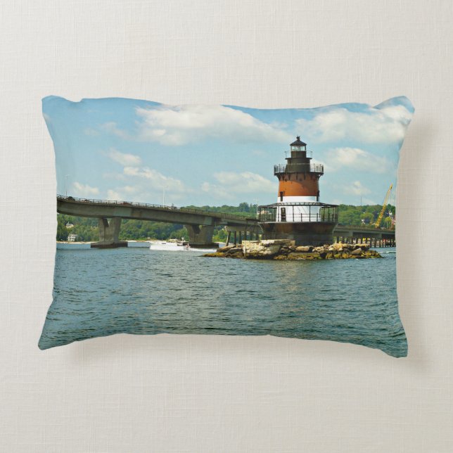 Plum Beach Lighthouse, Rhode Island Accent Pillow (Back)