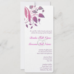 Plum Berry Grey Leaf Swirl Wedding Invites