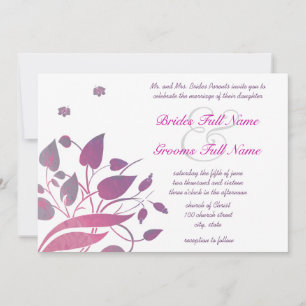 Plum Berry Grey Swirl Butterfly Wedding Invitation