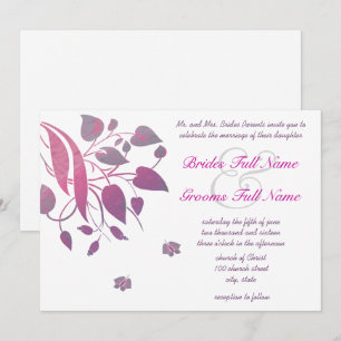 Plum Berry Grey Swirl Butterfly Wedding Invitation