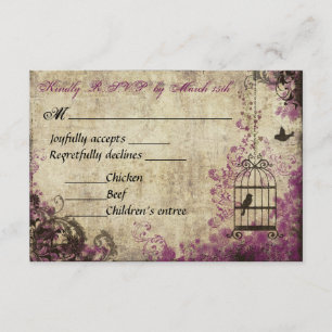 Plum Birdcage Vintage Wedding RSVP