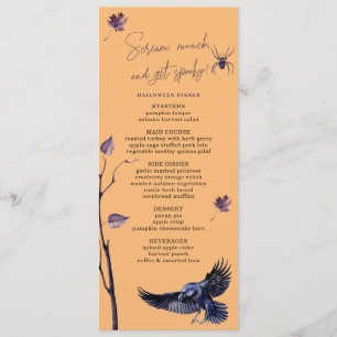 PLUM BLACK CROW SPIDER AUTUMN LEAVES HALLOWEEN MENU