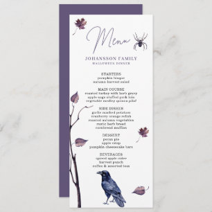 PLUM BLACK CROW SPIDER AUTUMN LEAVES HALLOWEEN  MENU