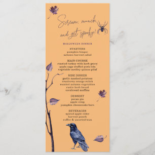 PLUM BLACK CROW SPIDER AUTUMN LEAVES HALLOWEEN MENU