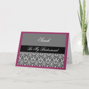 plum black & grey damask invitation