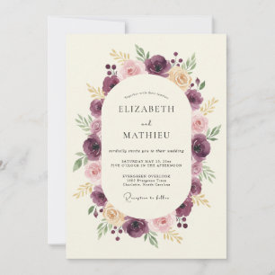 Plum Bloom Romantic Flourish Wedding Invitation