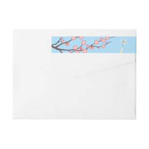 Plum Blossom and Glass Wind Chime on Light Blue Wrap Around Label