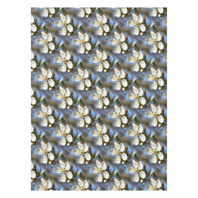Plum Blossom Botanical Art Tablecloth (Front)