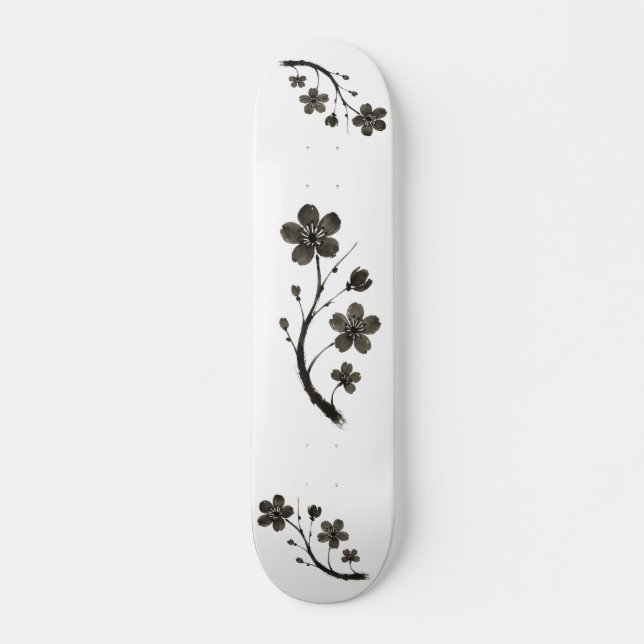 Plum Blossom – Botanical Design on Skateboard (Front)