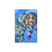 Plum Blossom Branches on Blue Background Painting