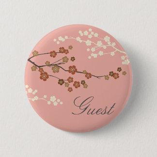 Plum Blossom Design Custom Button Antique Pink