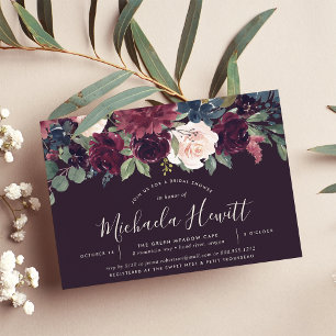 Plum Blossom Fall Winter Floral Bridal Shower Invitation