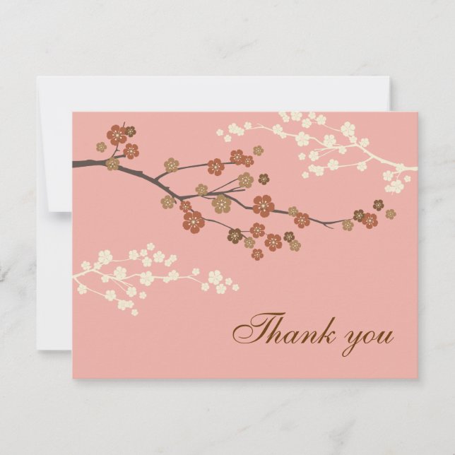 Plum Blossom Flat Thank You Card Antique Pink (Front)