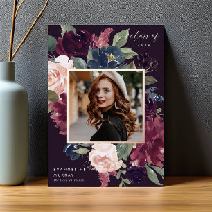 Plum Blossom Foil Photo Graduation Announcement