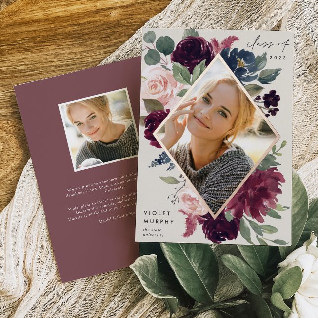 Plum Blossom | Foil Photo Graduation Announcement (Creator Uploaded)