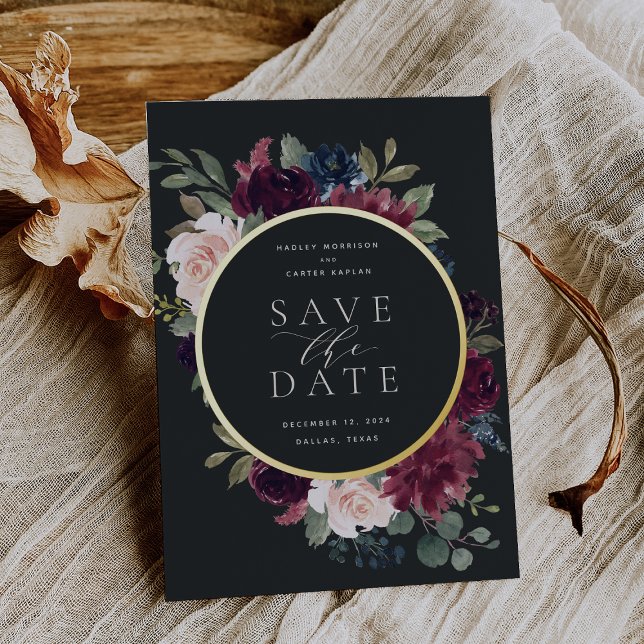Plum Blossom Foil Save the Date Card (Creator Uploaded)