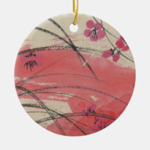 Plum Blossom Grass Ceramic Tree Decoration