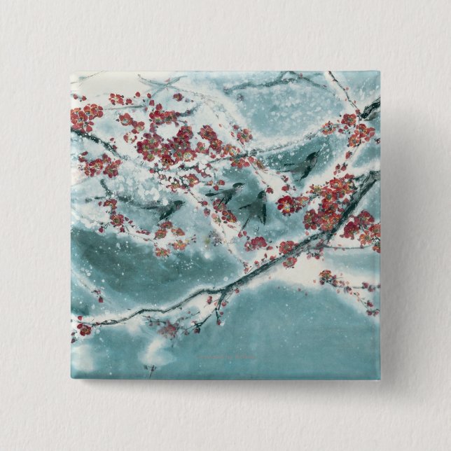 Plum Blossom in Snow 15 Cm Square Badge (Front)