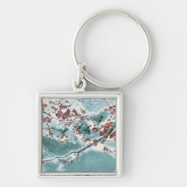 Plum Blossom in Snow Key Ring (Front)
