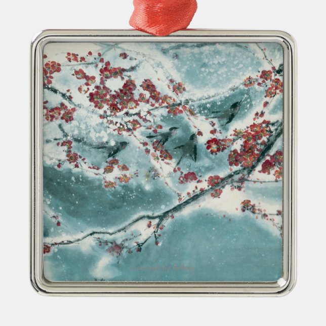 Plum Blossom in Snow Metal Tree Decoration (Front)