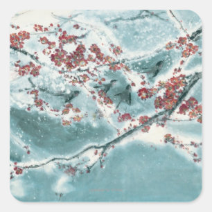 Plum Blossom in Snow Square Sticker