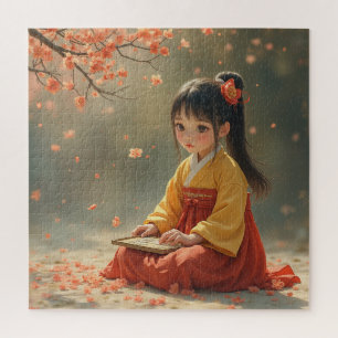 Plum blossom lady. Jigsaw puzzle