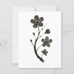 Plum Blossom Line Art – Minimal Botanical Postcard