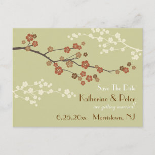 Plum Blossom Save The Date Announcement Postcard Y