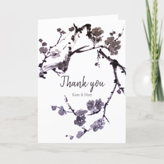 Plum blossom sumie thank you card