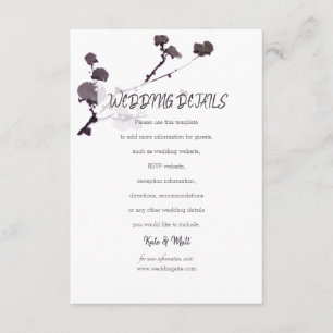 Plum blossom sumie Wedding Details Enclosure Card