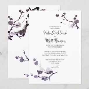 Plum blossom sumie Wedding Invitation