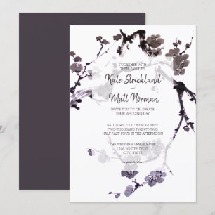 Plum blossom sumie Wedding Invitation