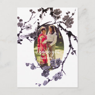 Plum blossom sumie Wedding Photo Postcard