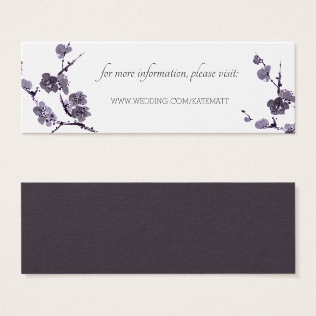 Plum blossom sumie Wedding Website Insert Cards (Front & Back)