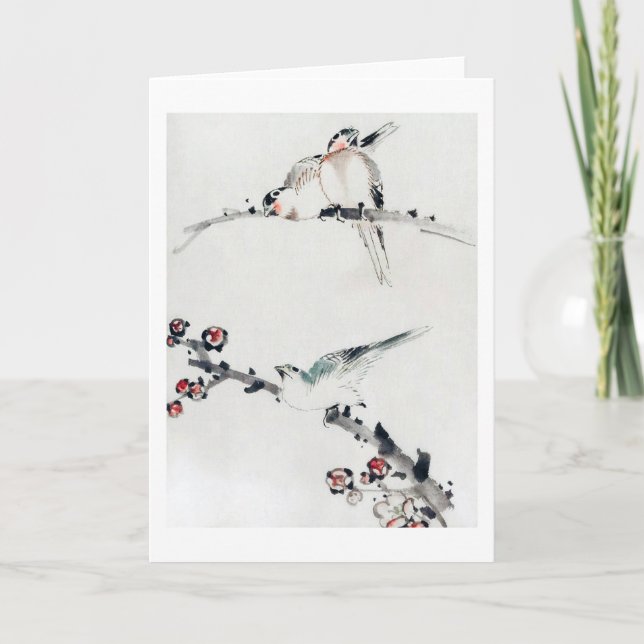 Plum Blossoms and Birds, Hokusai, Ukiyo-e Card (Front)