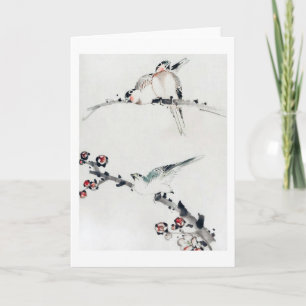 Plum Blossoms and Birds, Hokusai, Ukiyo-e Card