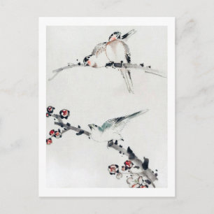 Plum Blossoms and Birds, Hokusai, Ukiyo-e Postcard