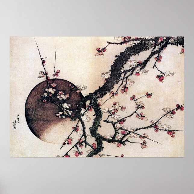 Plum Blossoms and the Moon, Hokusai Poster (Front)