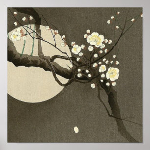 Plum Blossoms at Night by Ohara Koson Vintage Poster