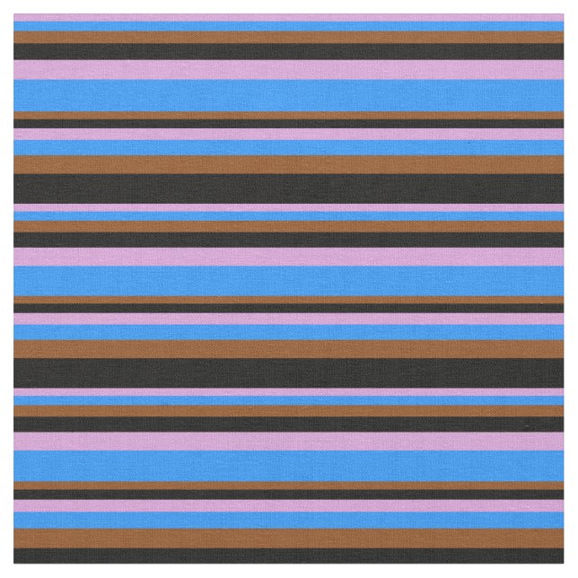 Plum, Blue, Brown, and Black Pattern Fabric (Close Up)