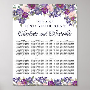 Plum Blush Floral 8-Table Wedding Seating Chart