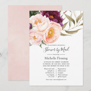 Plum & Blush Floral Baby or Bridal Shower by Mail Invitation