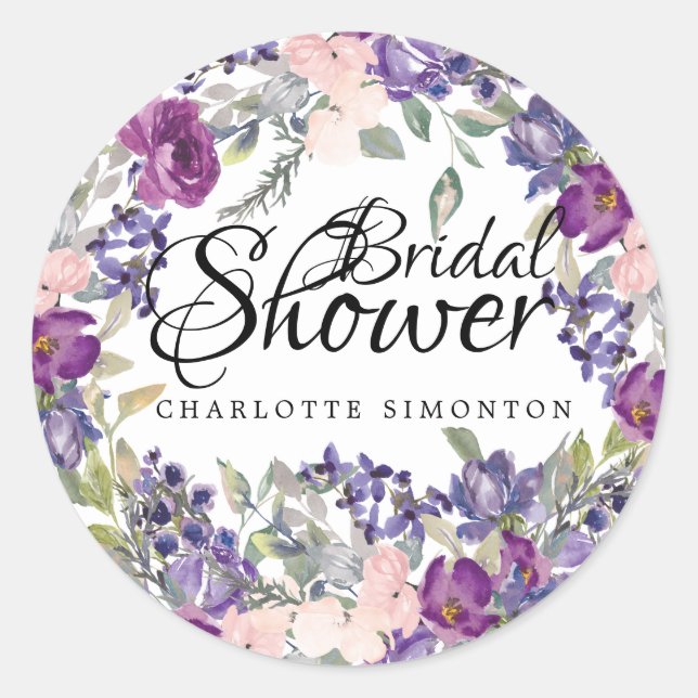 Plum Blush Floral Bridal Shower Envelope Seal (Front)